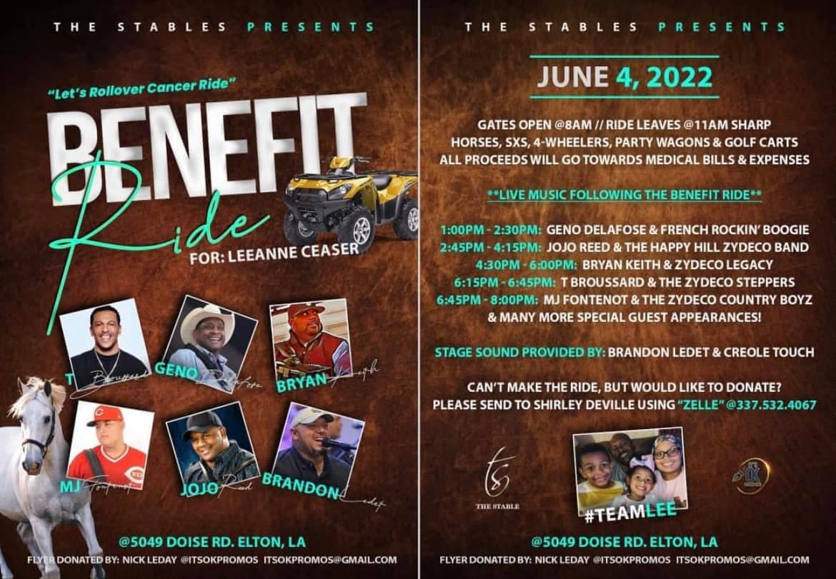 The Stables Benefit Ride for Leeanne Ceaser — poster 1