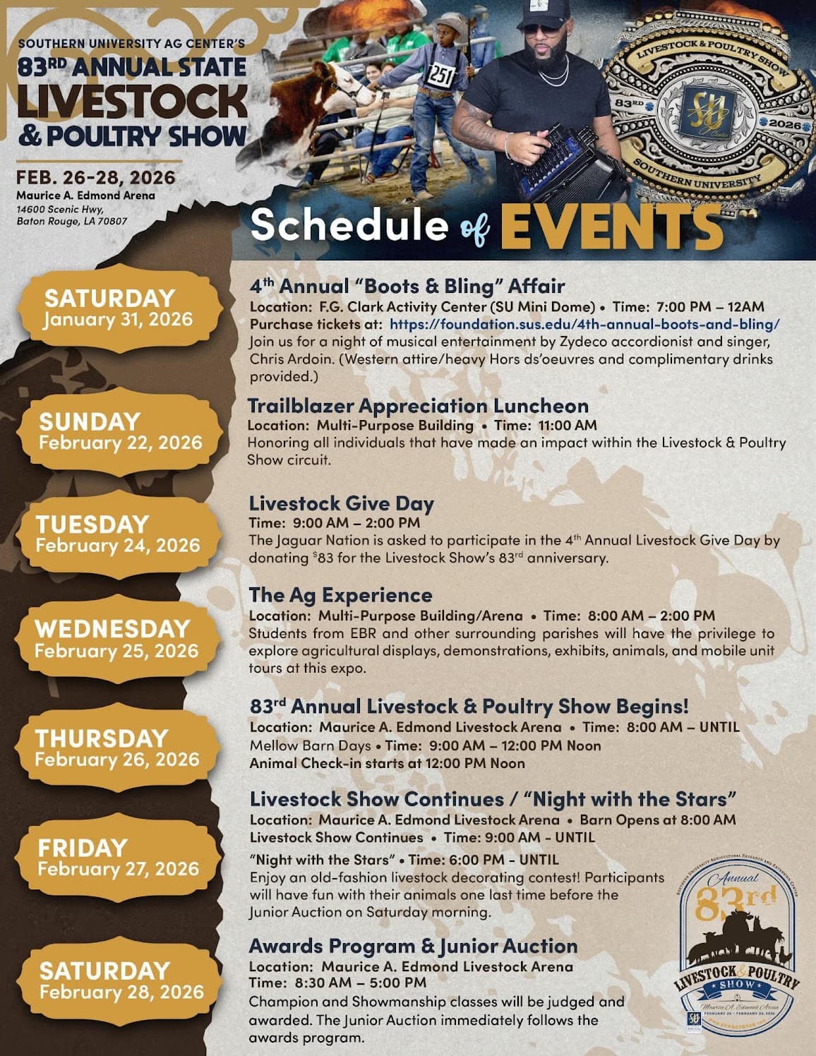 Southern University Ag Center Present: 83rd Annual State Livestock & Poultry Show — poster 1