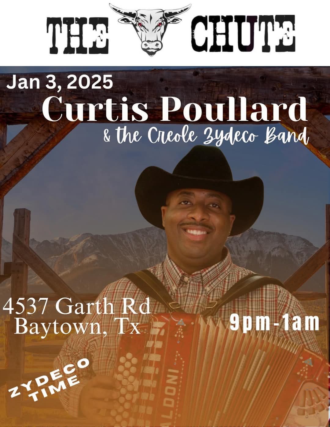 Curtis Poullard & the Creole Zydeco Band - LIVE @ The Chute — poster 1