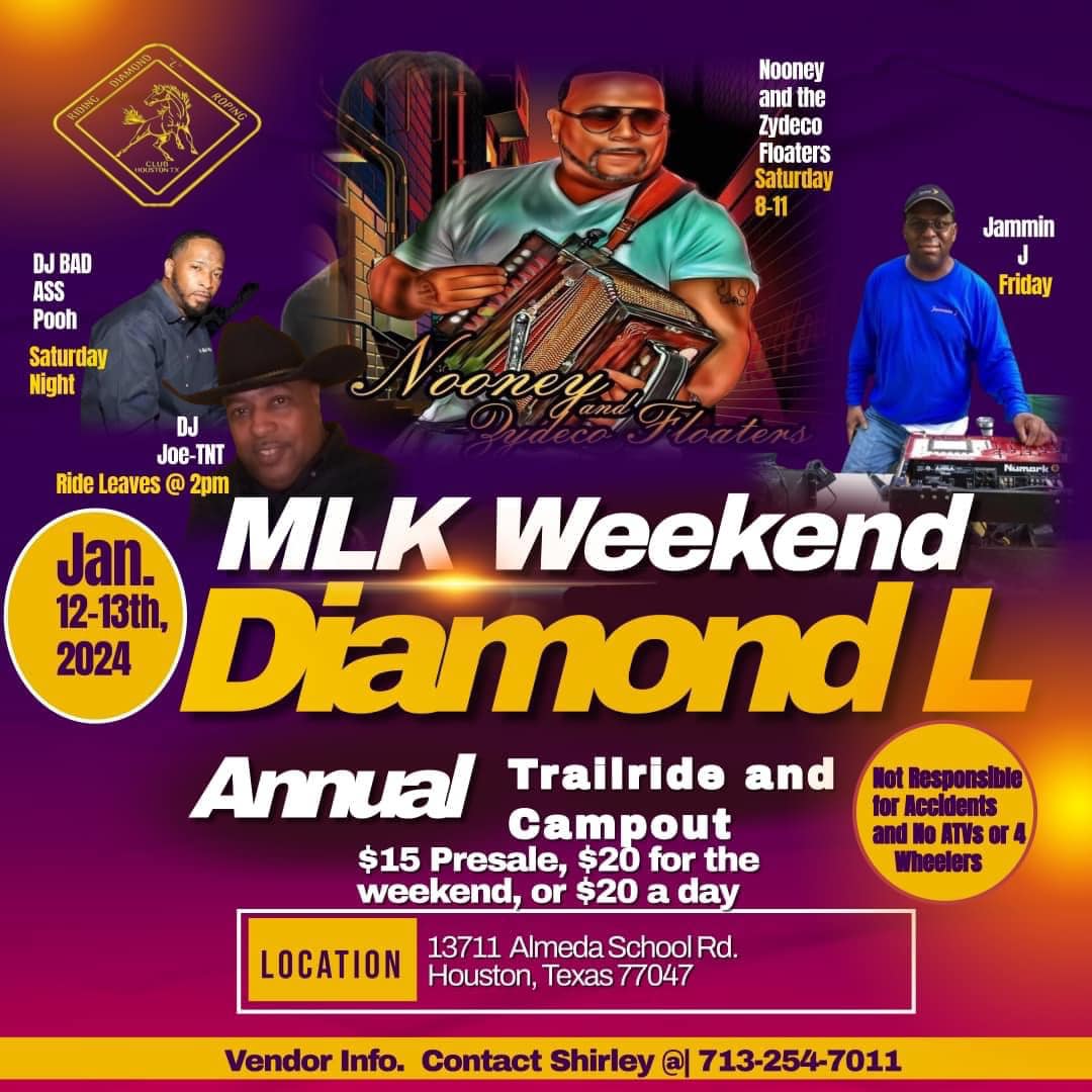 2024 MLK Weekend Diamond L Annual Trailride & Campout Zydeco Events