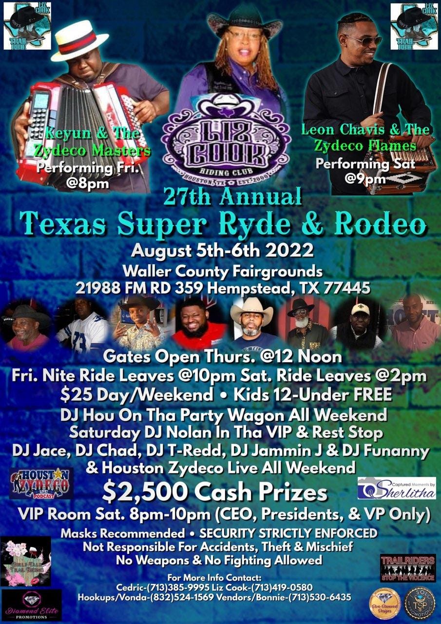 Liz Cook Riding Club 27th Annual Texas Super Ryde & Rodeo Zydeco Events
