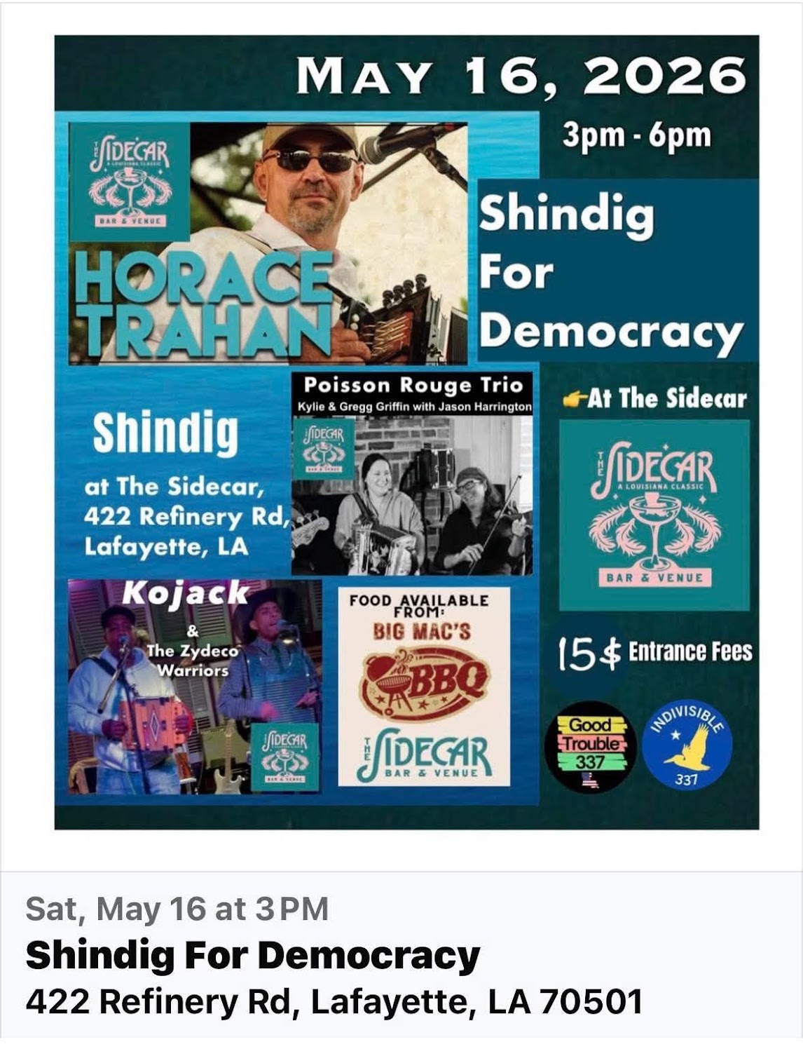 Shindig For Democracy @ The Sidecar Bar